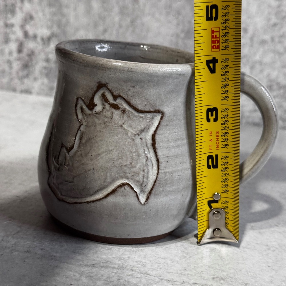 Signed Studio Pottery Rhinoceros Mug Grey Stoneware Ceramic 2020 Erin Englert - Picture 7 of 7